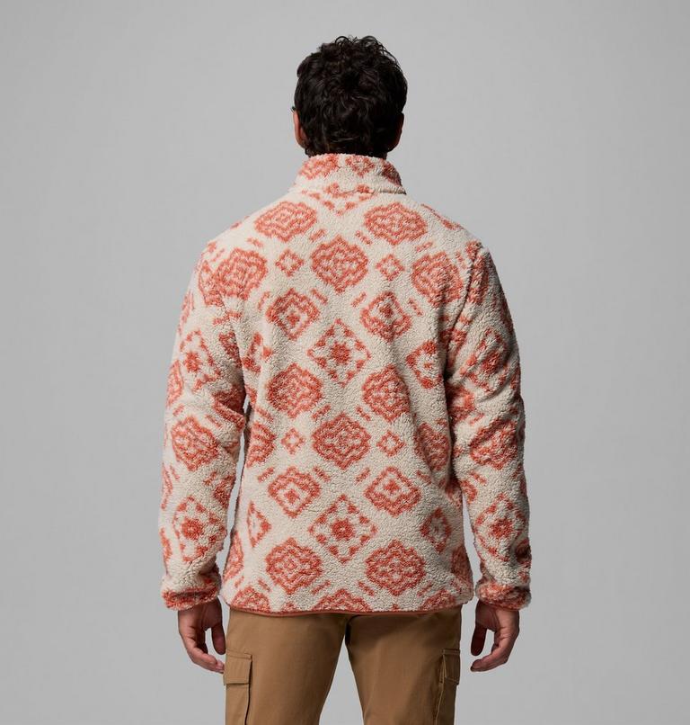 Men's Rugged Ridge Sherpa Half Zip Fleece, Color: Dark Stone Checked Out, Teak Brown, image 3