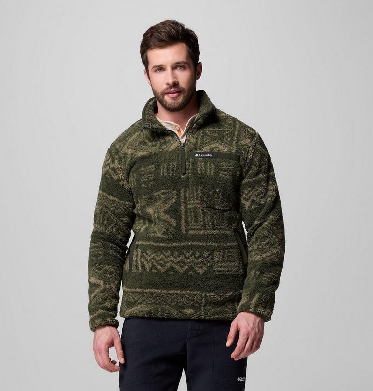 Forro polar sherpa con media cremallera Rugged Ridge para hombre, Color: Greenscape Deschutes Days, image 1