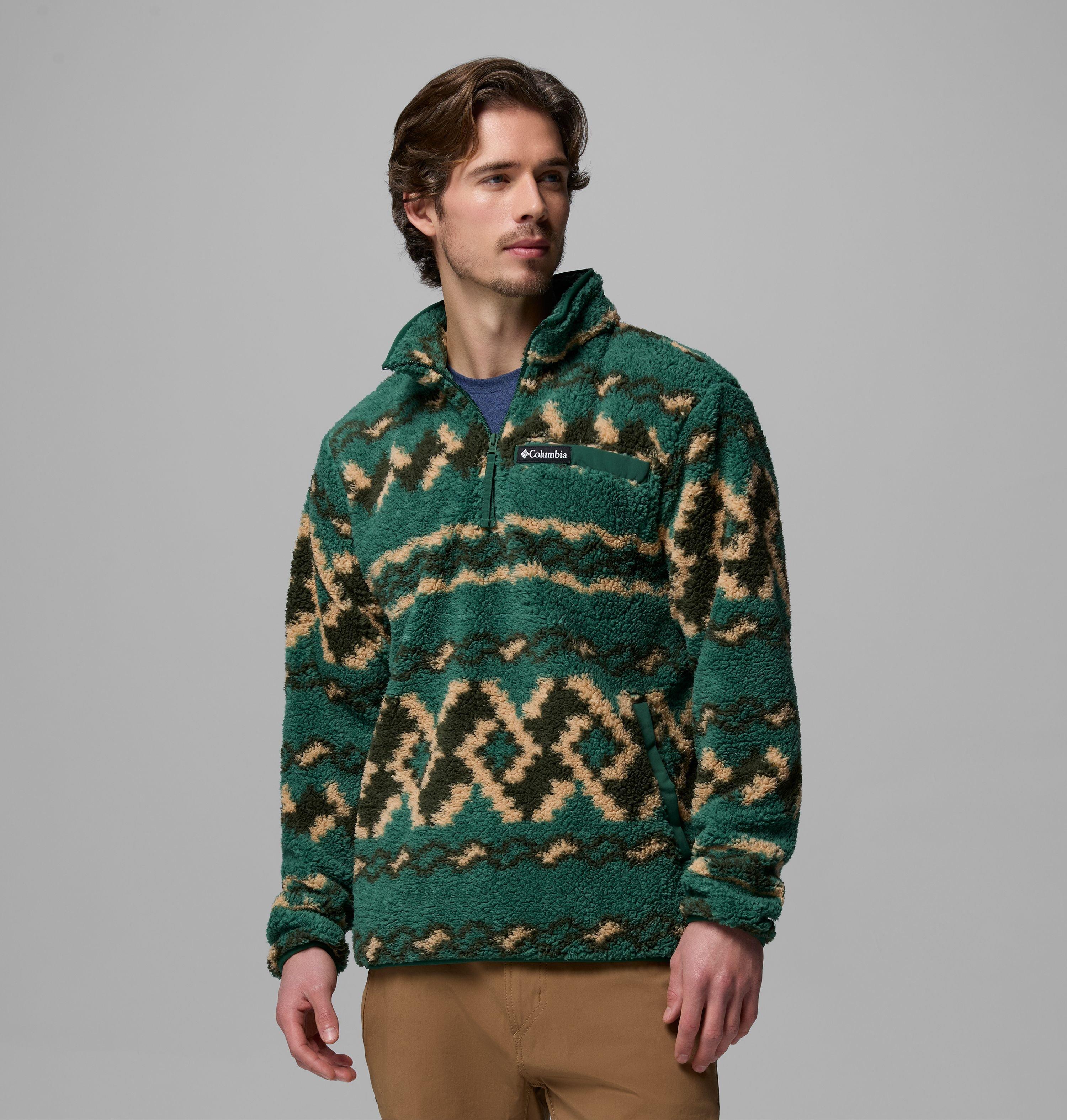 Columbia Sportswear Men's Green Columbia - Rugged Ridge™ Sherpa Half Zip Fleece - Rain Forest Knitknot Medium