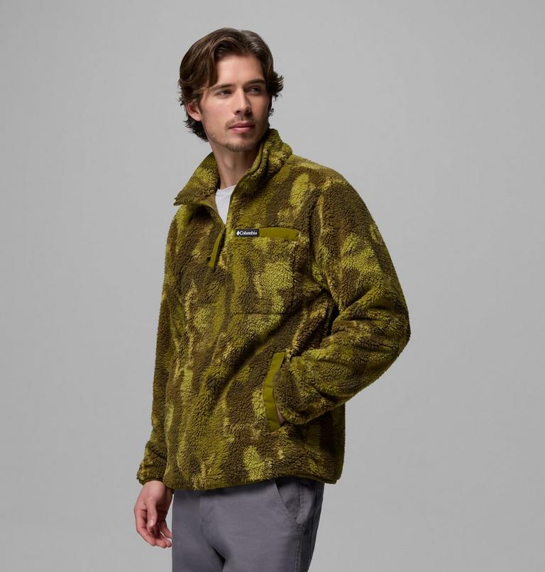 Men's Rugged Ridge Sherpa Half Zip Fleece, Color: Mossy Green Treebark, image 4