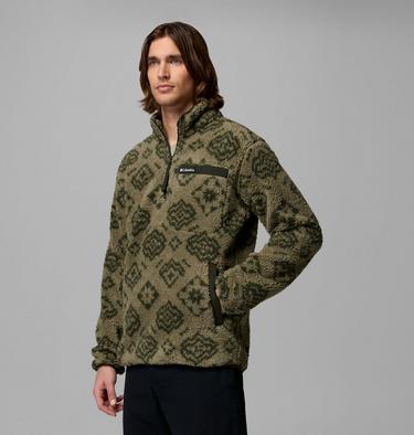 Men's Rugged Ridge Sherpa Half Zip Fleece, Color: Stone Green Checked Out, Greenscape, image 52