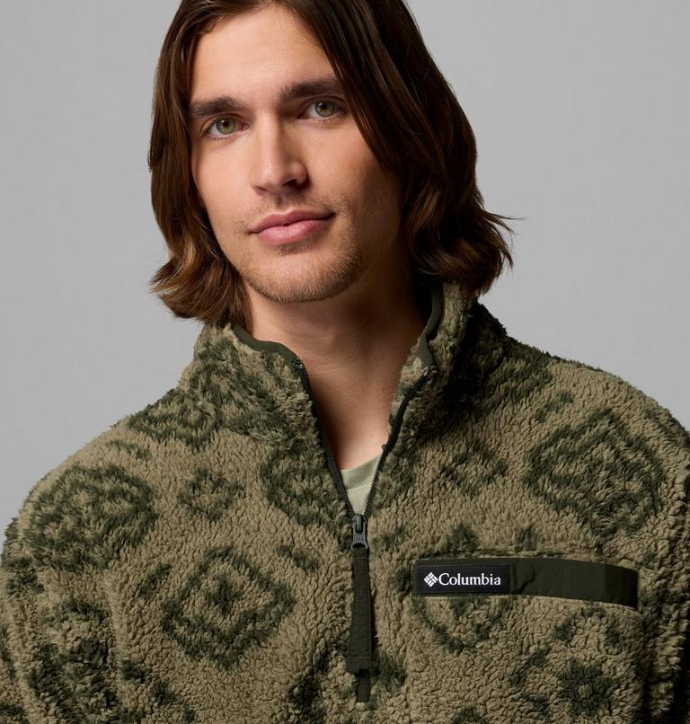 Men's Rugged Ridge Sherpa Half Zip Fleece, Color: Stone Green Checked Out, Greenscape, image 5
