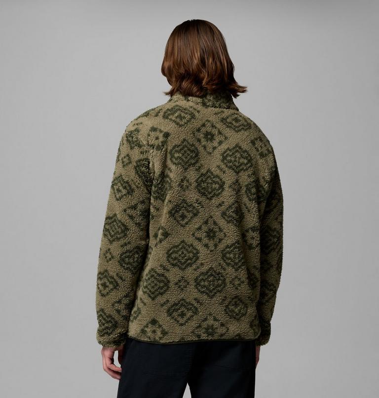 Men's Rugged Ridge Sherpa Half Zip Fleece, Color: Stone Green Checked Out, Greenscape, image 3