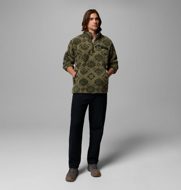 Men's Rugged Ridge Sherpa Half Zip Fleece, Color: Stone Green Checked Out, Greenscape, image 2