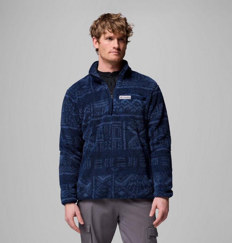Men's Rugged Ridge Sherpa Half Zip Fleece, Color: Coll Navy Deschutes Days, image 1
