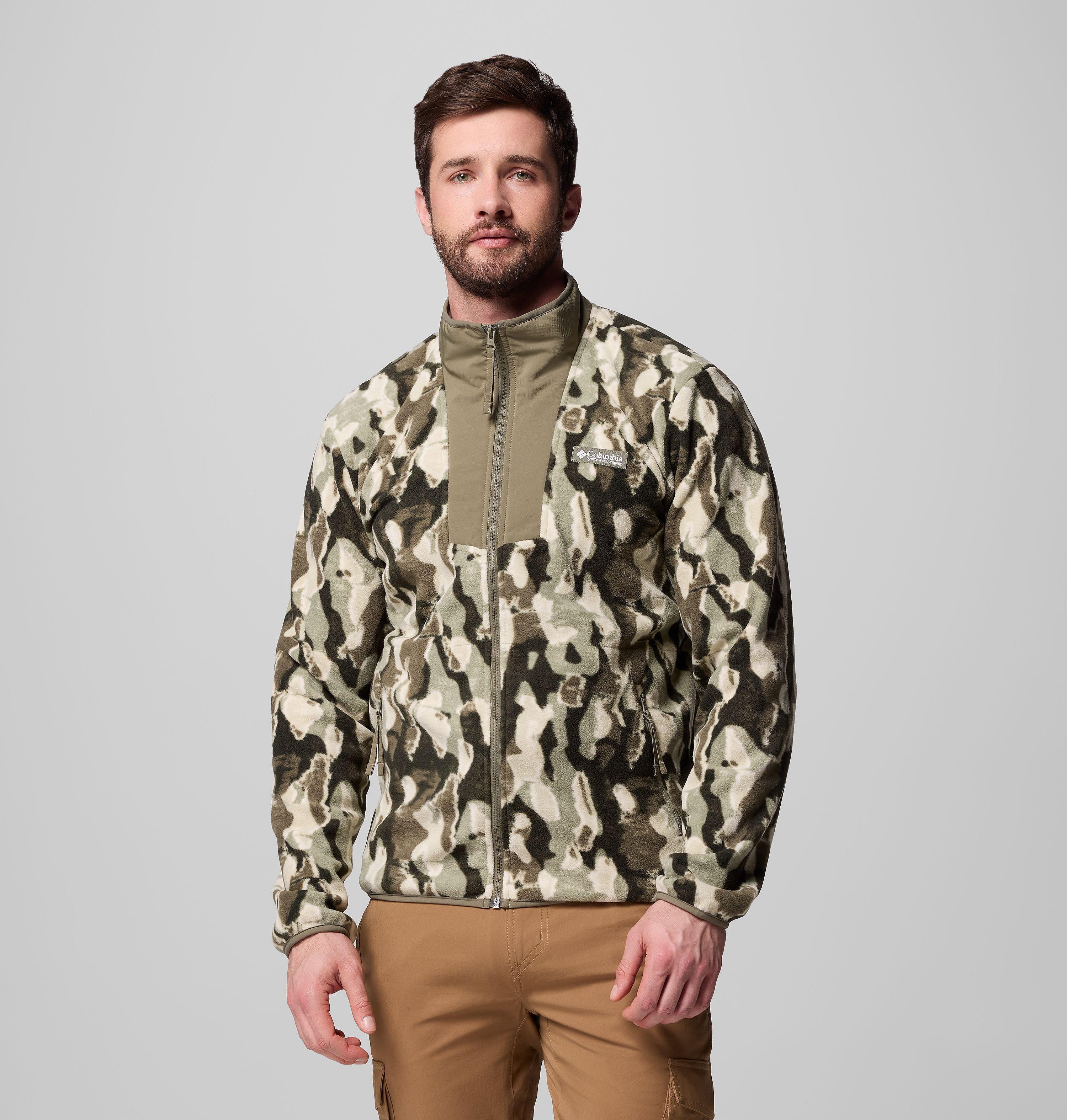 Columbia Sportswear Men's Green Columbia - Sequoia Grove™ Printed Fleece Jacket - Stone Treebark Large