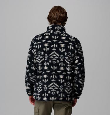 Men's Winter Pass Reversible Sherpa Fleece Jacket, Color: Black Geostripe Tonal, Black, image 3