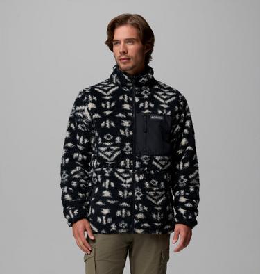 Men's Winter Pass Reversible Sherpa Fleece Jacket, Color: Black Geostripe Tonal, Black, image 1
