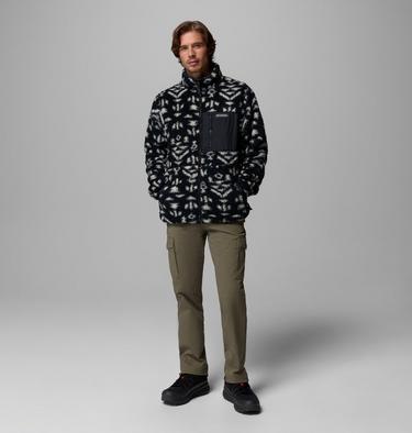 Men's Winter Pass Reversible Sherpa Fleece Jacket, Color: Black Geostripe Tonal, Black, image 2