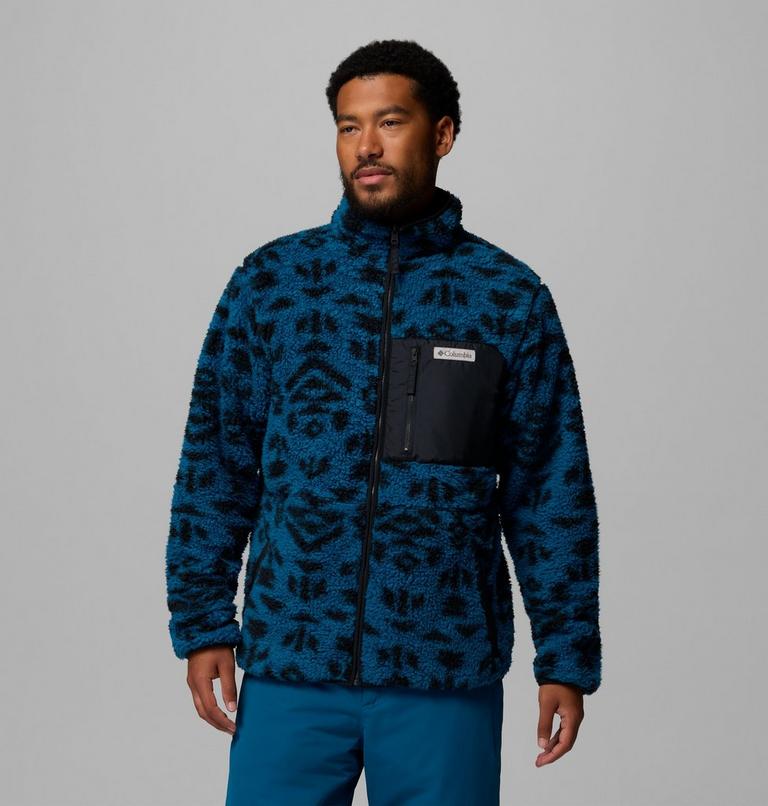 Men's Winter Pass Reversible Sherpa Fleece Jacket, Color: Phoenix Blue Geostripe Tonal, Phoenix Bl, image 1