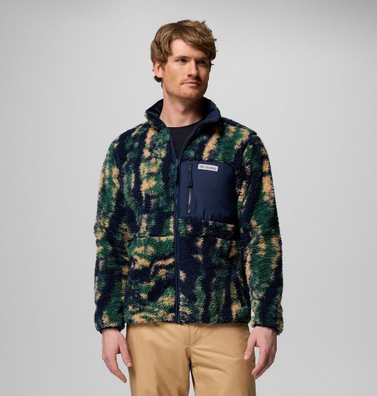 Men's Winter Pass Reversible Sherpa Fleece Jacket, Color: Collegiate Navy, Tracks, image 1