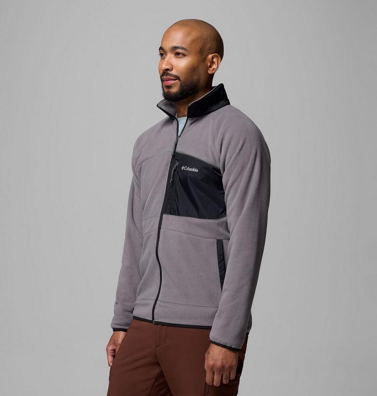 Men's Fast Trek Overlay Fleece Jacket, Color: City Grey, Black, image 4