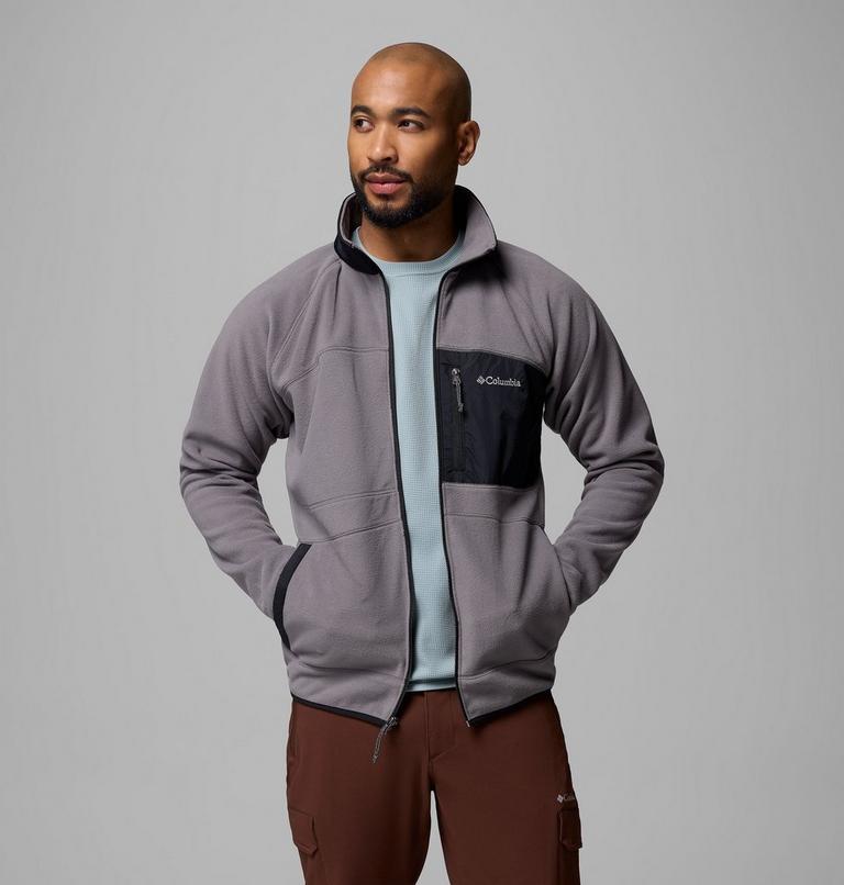 Men's Fast Trek Overlay Fleece Jacket, Color: City Grey, Black, image 5