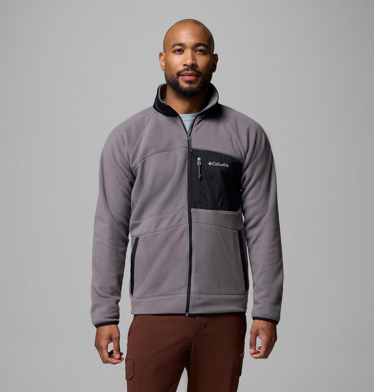 Men's Fast Trek Overlay Fleece Jacket, Color: City Grey, Black, image 1