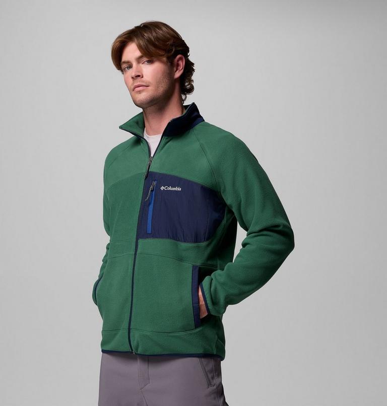 Men's Fast Trek Overlay Fleece Jacket, Color: Rain Forest, Coll Navy, image 4