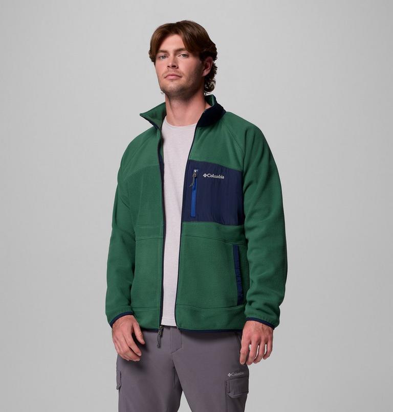 Men's Fast Trek Overlay Fleece Jacket, Color: Rain Forest, Coll Navy, image 5