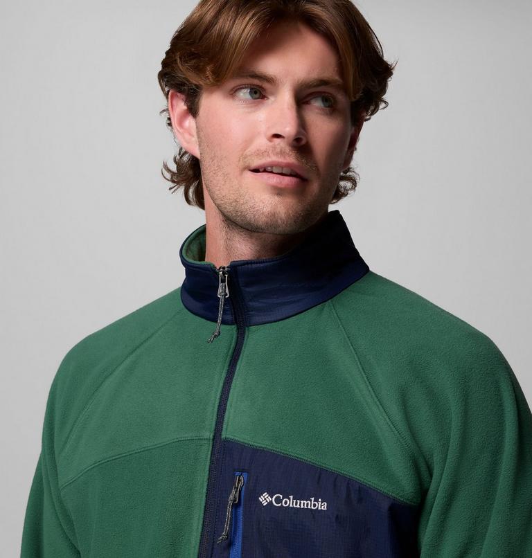 Men's Fast Trek Overlay Fleece Jacket, Color: Rain Forest, Coll Navy, image 6