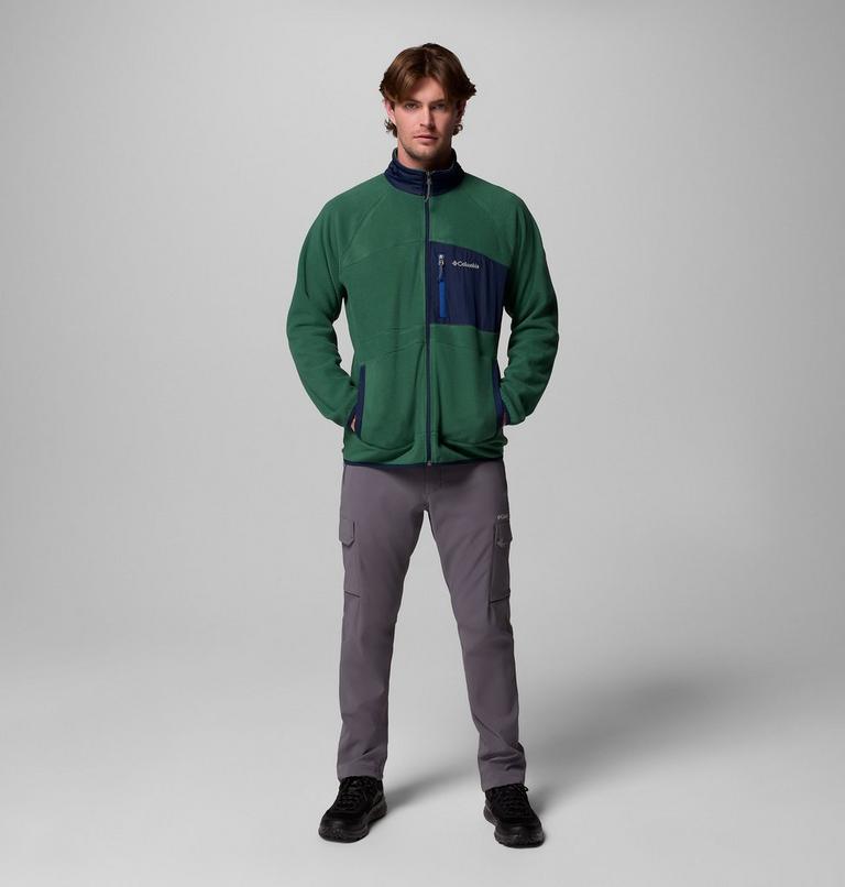 Men's Fast Trek Overlay Fleece Jacket, Color: Rain Forest, Coll Navy, image 2