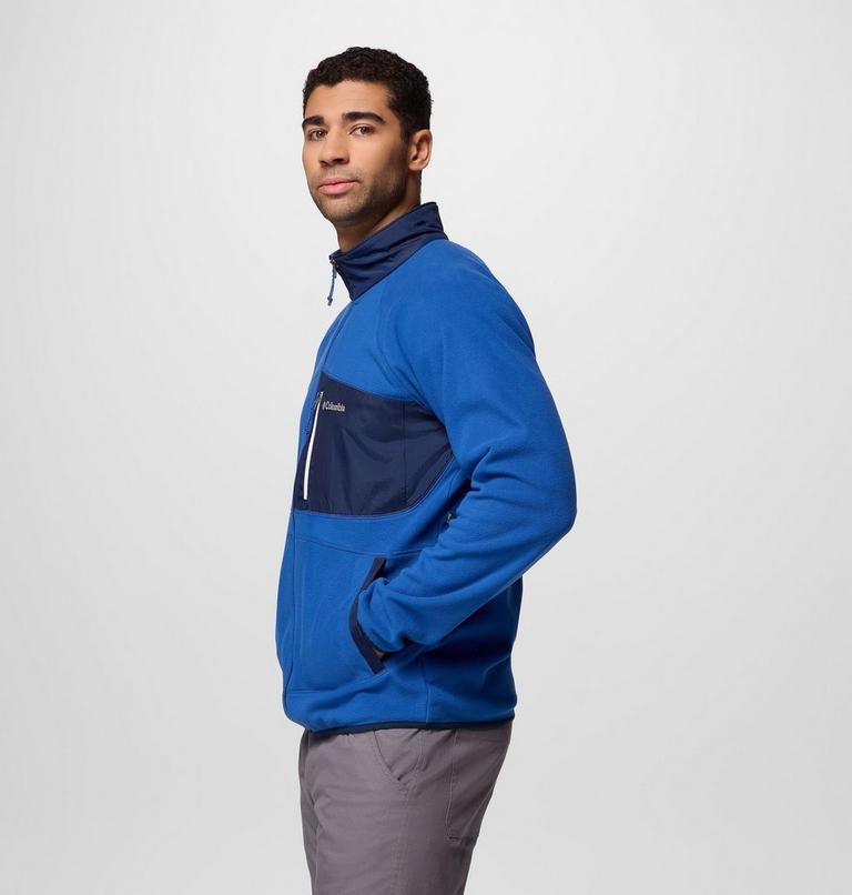 Men's Fast Trek Overlay Fleece Jacket, Color: Mtn Blue, Coll Navy, image 4