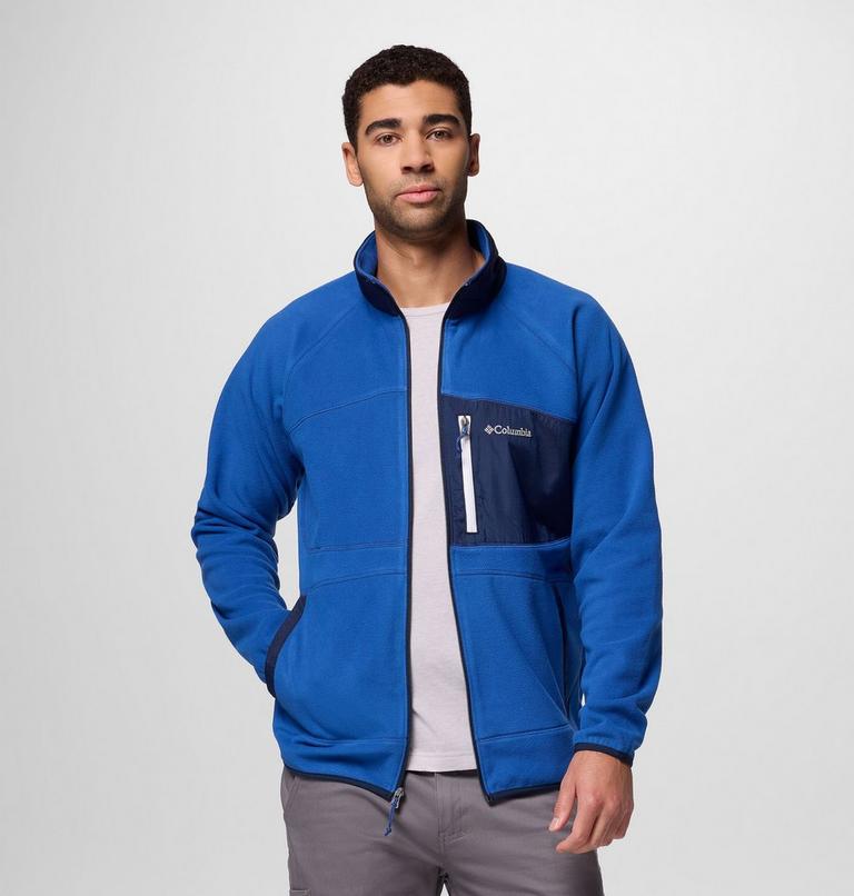 Men's Fast Trek Overlay Fleece Jacket, Color: Mtn Blue, Coll Navy, image 5