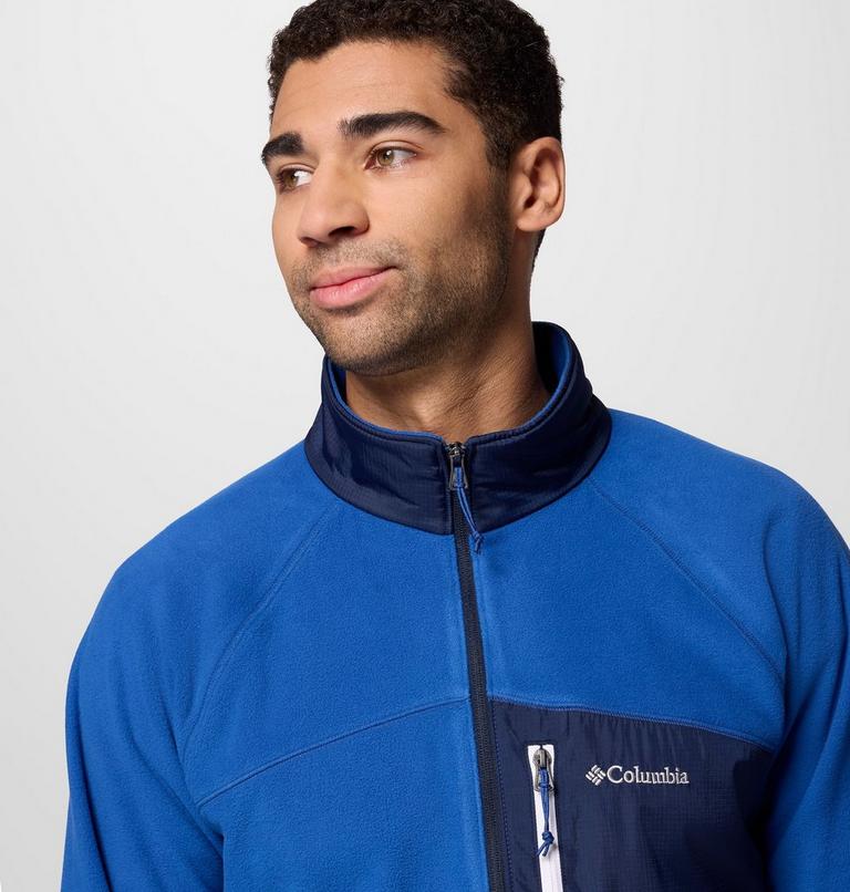 Men's Fast Trek Overlay Fleece Jacket, Color: Mtn Blue, Coll Navy, image 6