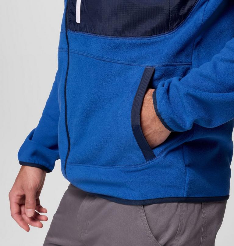 Men's Fast Trek Overlay Fleece Jacket, Color: Mtn Blue, Coll Navy, image 7