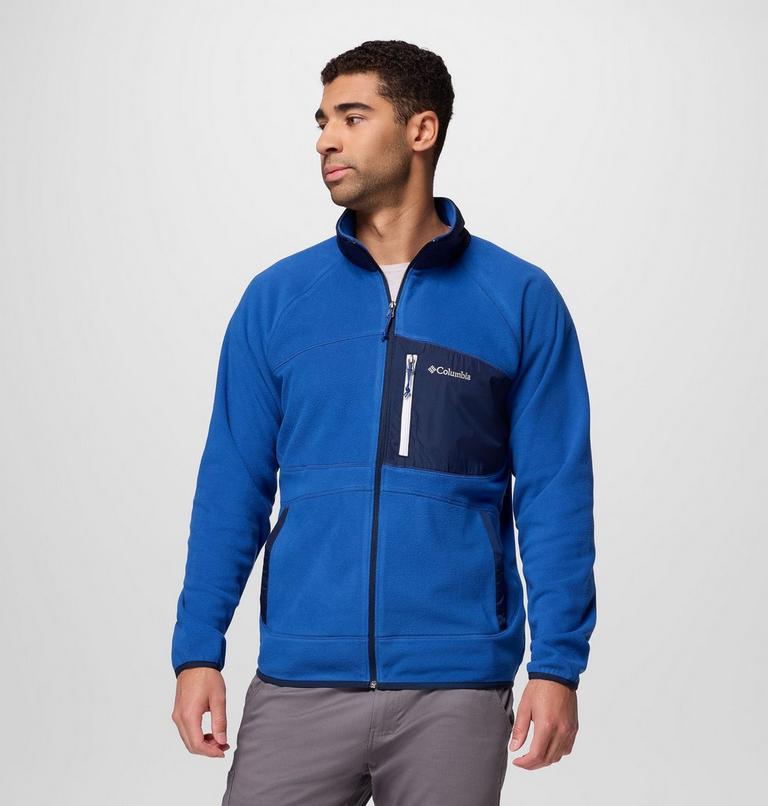 Men's Fast Trek Overlay Fleece Jacket, Color: Mtn Blue, Coll Navy, image 1
