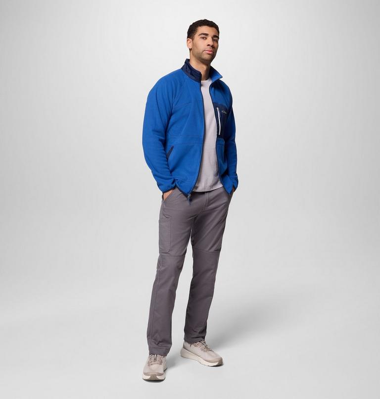 Men's Fast Trek Overlay Fleece Jacket, Color: Mtn Blue, Coll Navy, image 2