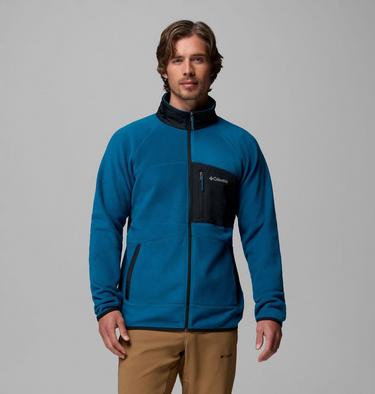Men's Fast Trek Overlay Full Zip Fleece Jacket, Color: Phoenix Blue, Black, image 3