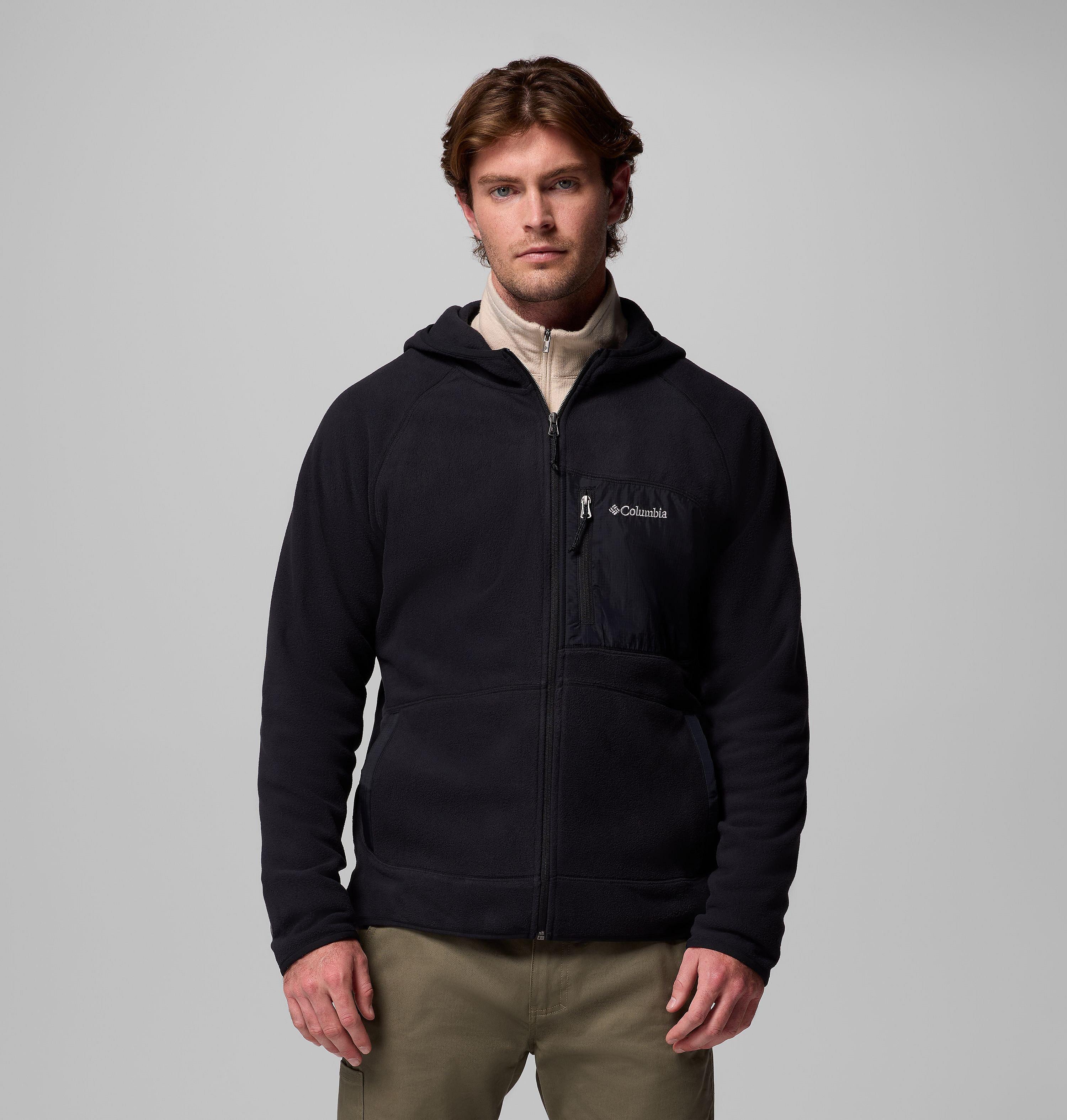 Columbia Sportswear Men's Black Columbia - Fast Trek™ Overlay Hooded Fleece Jacket - Medium