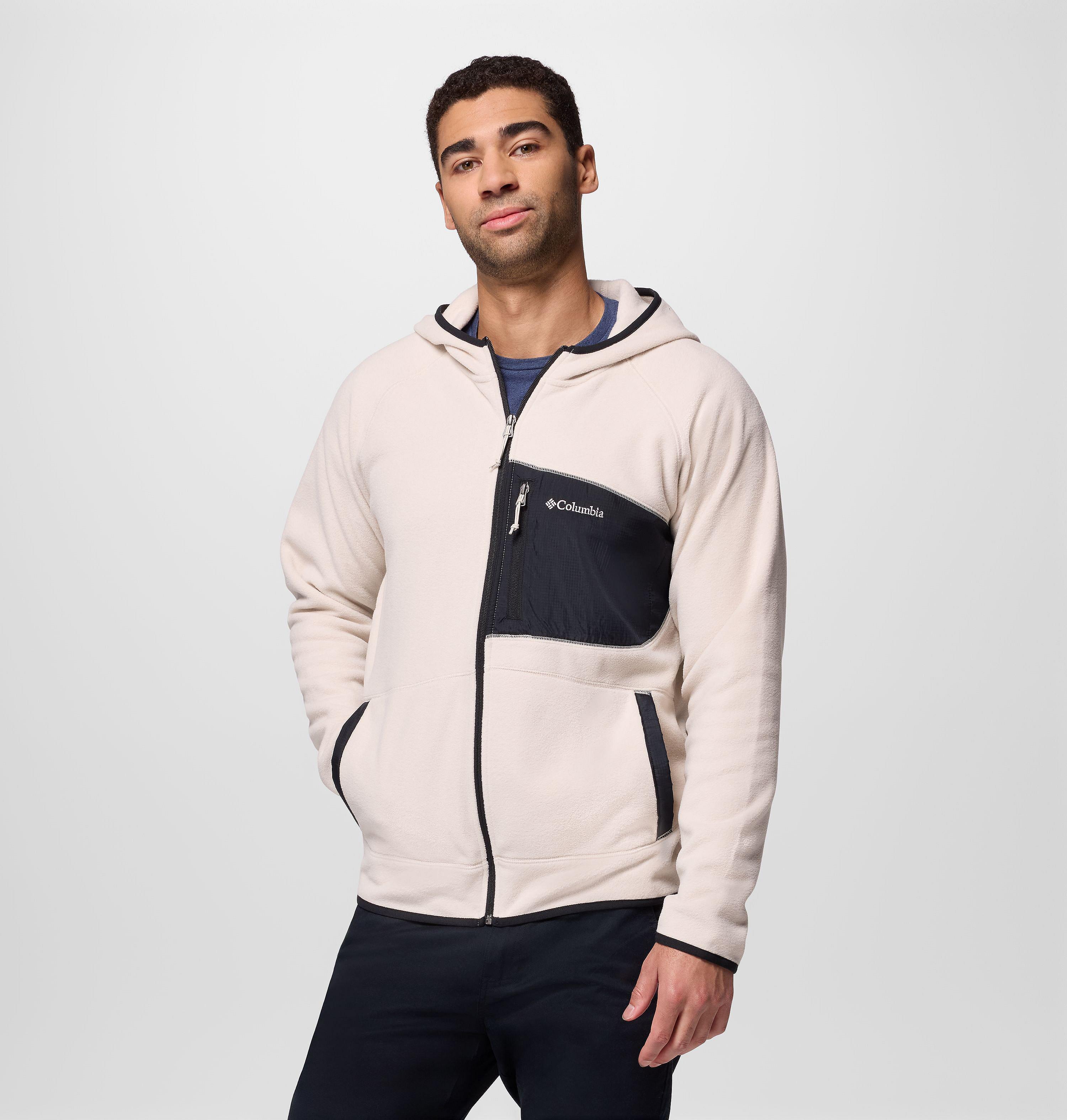 Columbia Sportswear Men's Brown Columbia - Fast Trek™ Overlay Hooded Fleece Jacket - Dark Stone, Black Small