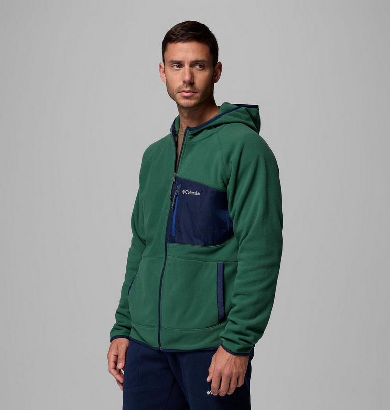 Men's Fast Trek Overlay Hooded Full Zip Jacket, Color: Rain Forest, Coll Navy, image 4