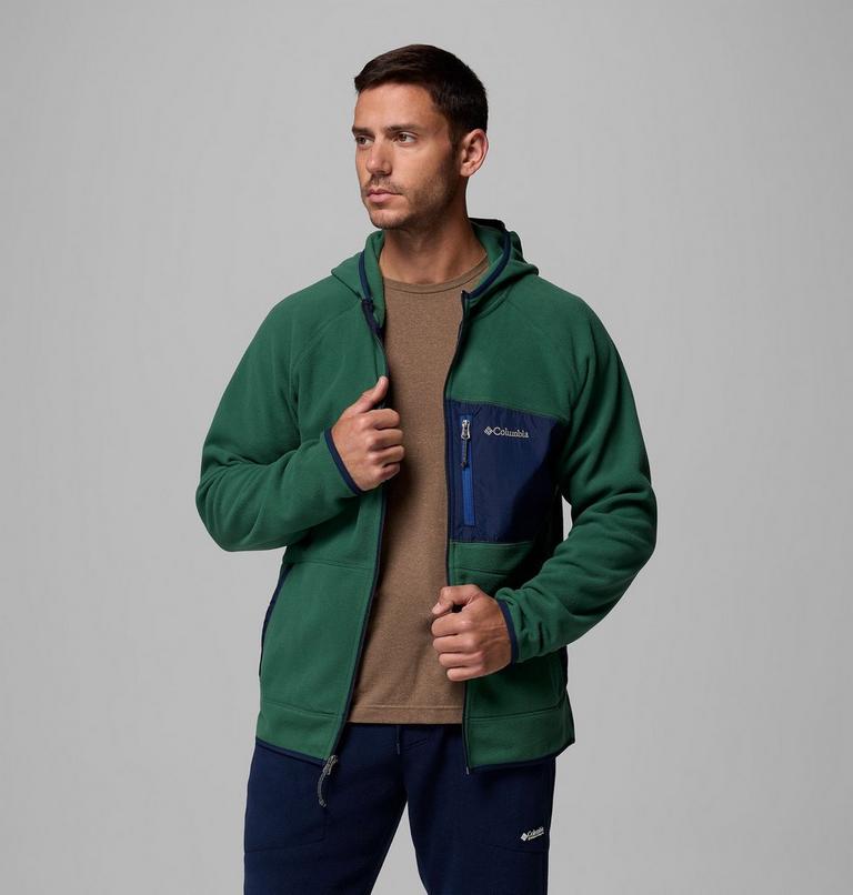 Men's Fast Trek Overlay Hooded Full Zip Jacket, Color: Rain Forest, Coll Navy, image 5