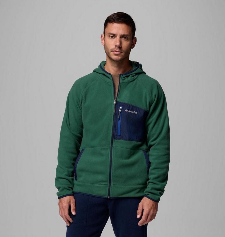 Men's Fast Trek Overlay Hooded Full Zip Jacket, Color: Rain Forest, Coll Navy, image 1