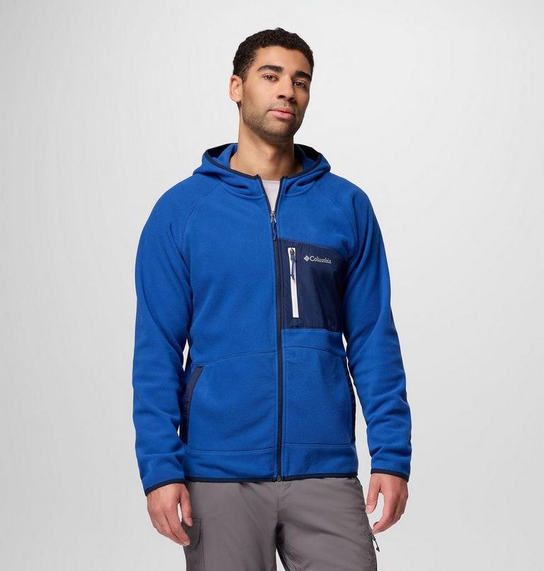 Men's Fast Trek Overlay Hooded Full Zip Jacket, Color: Mtn Blue, Coll Navy, image 1