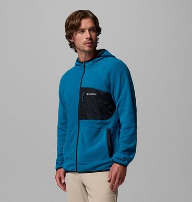 Men's Fast Trek Overlay Hooded Fleece Jacket, Color: Phoenix Blue, Black, image 4