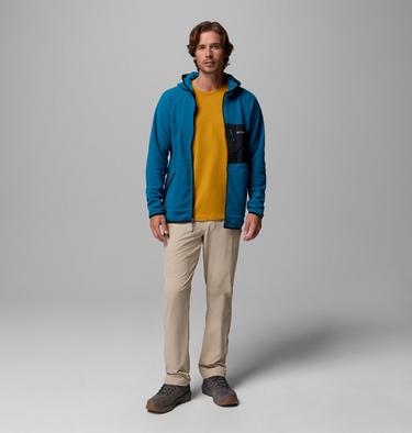 Men's Fast Trek Overlay Hooded Fleece Jacket, Color: Phoenix Blue, Black, image 2