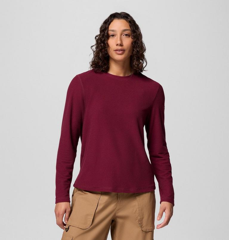 Women's Brea Falls Grid Long Sleeve Technical T-Shirt, Color: Rich Wine, image 1