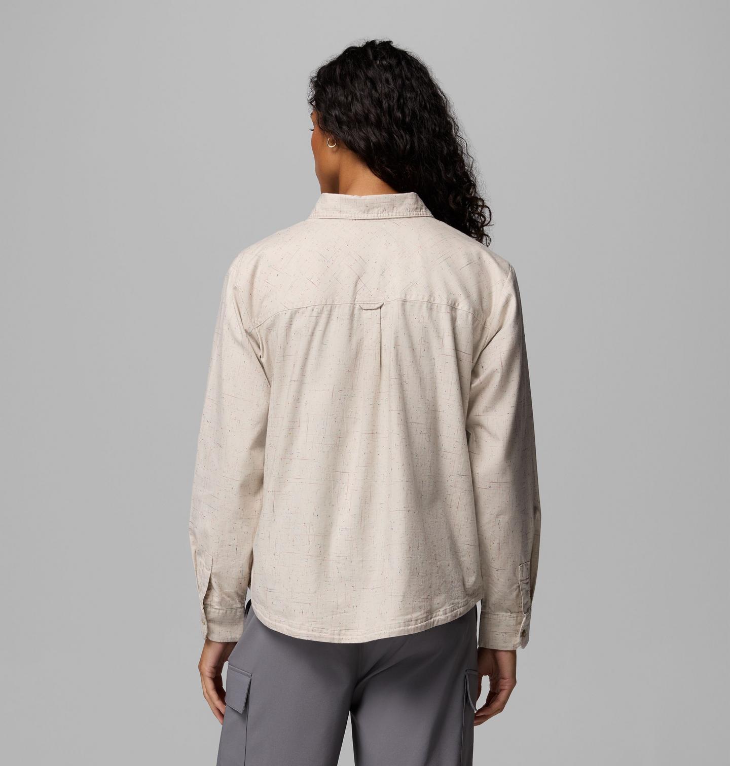 Женская рубашка Columbia Blue Point Creek Woven Long Sleeve, цвет: Серо-бежевый, вариант 1 — фото 3