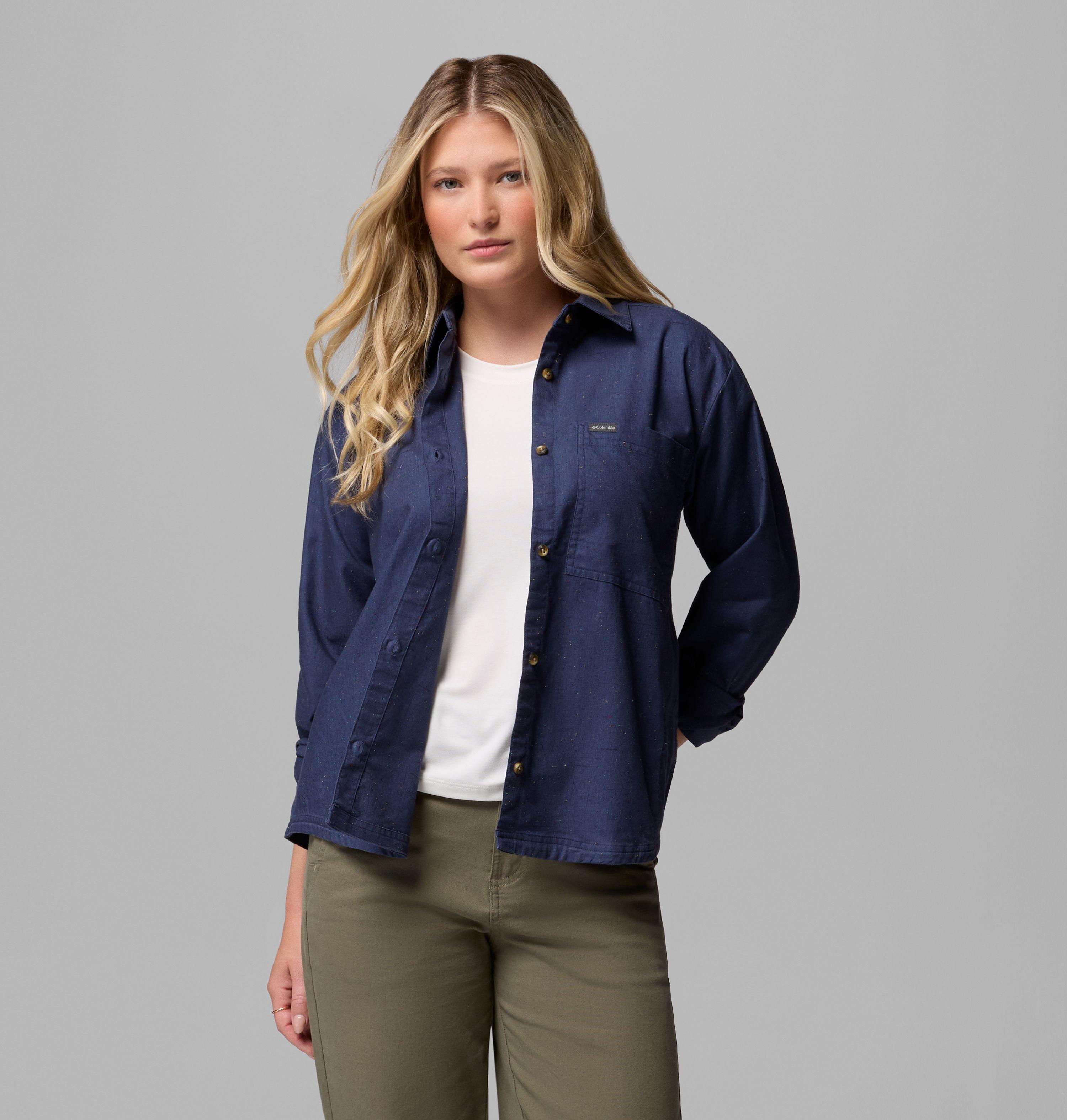 Women's Blue Point Creek Woven Long Sleeve Shirt | 466 | M 5