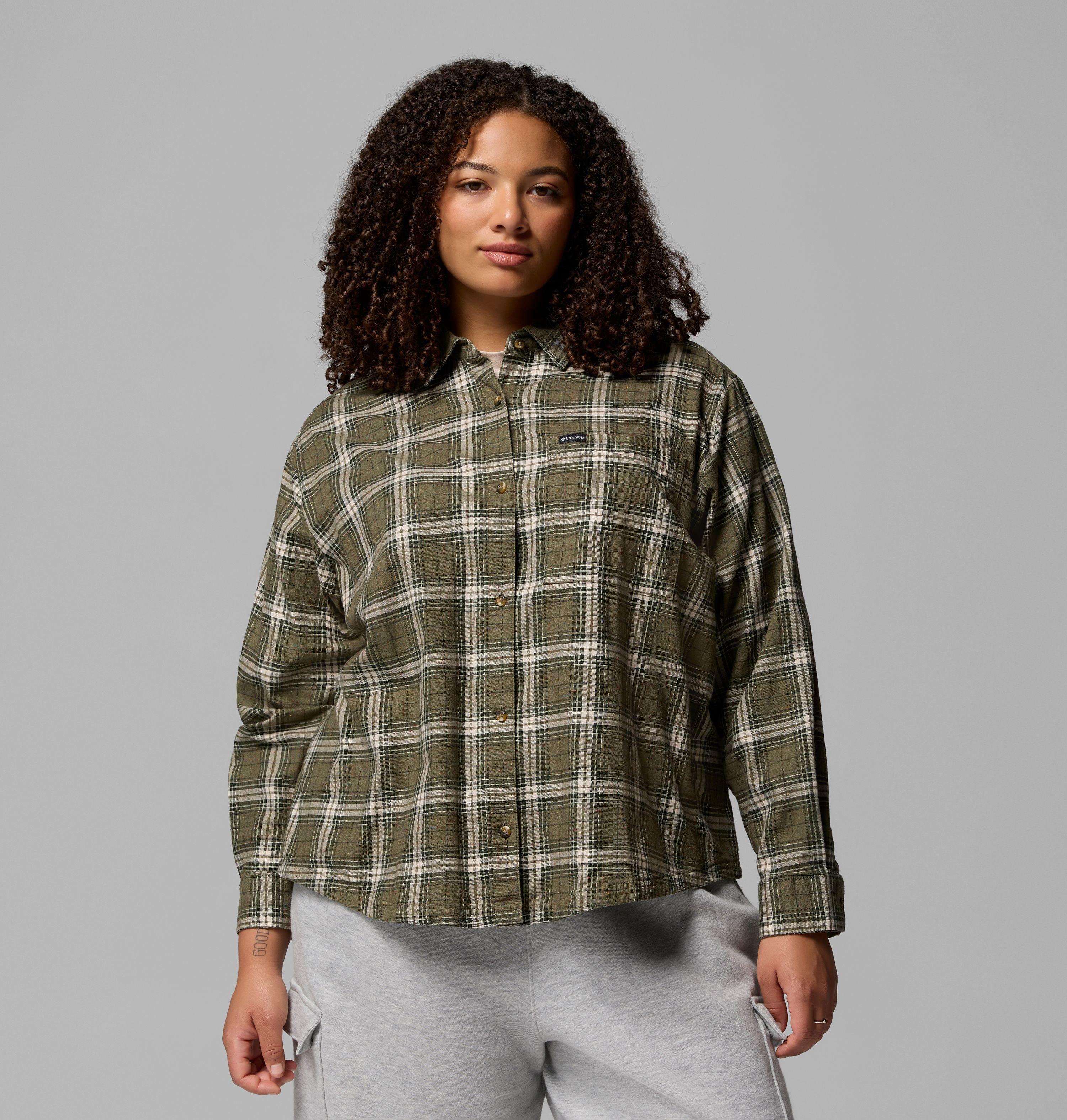 Columbia Women's Blue Point Creek  Woven Long Sleeve Shirt - Plus Size-