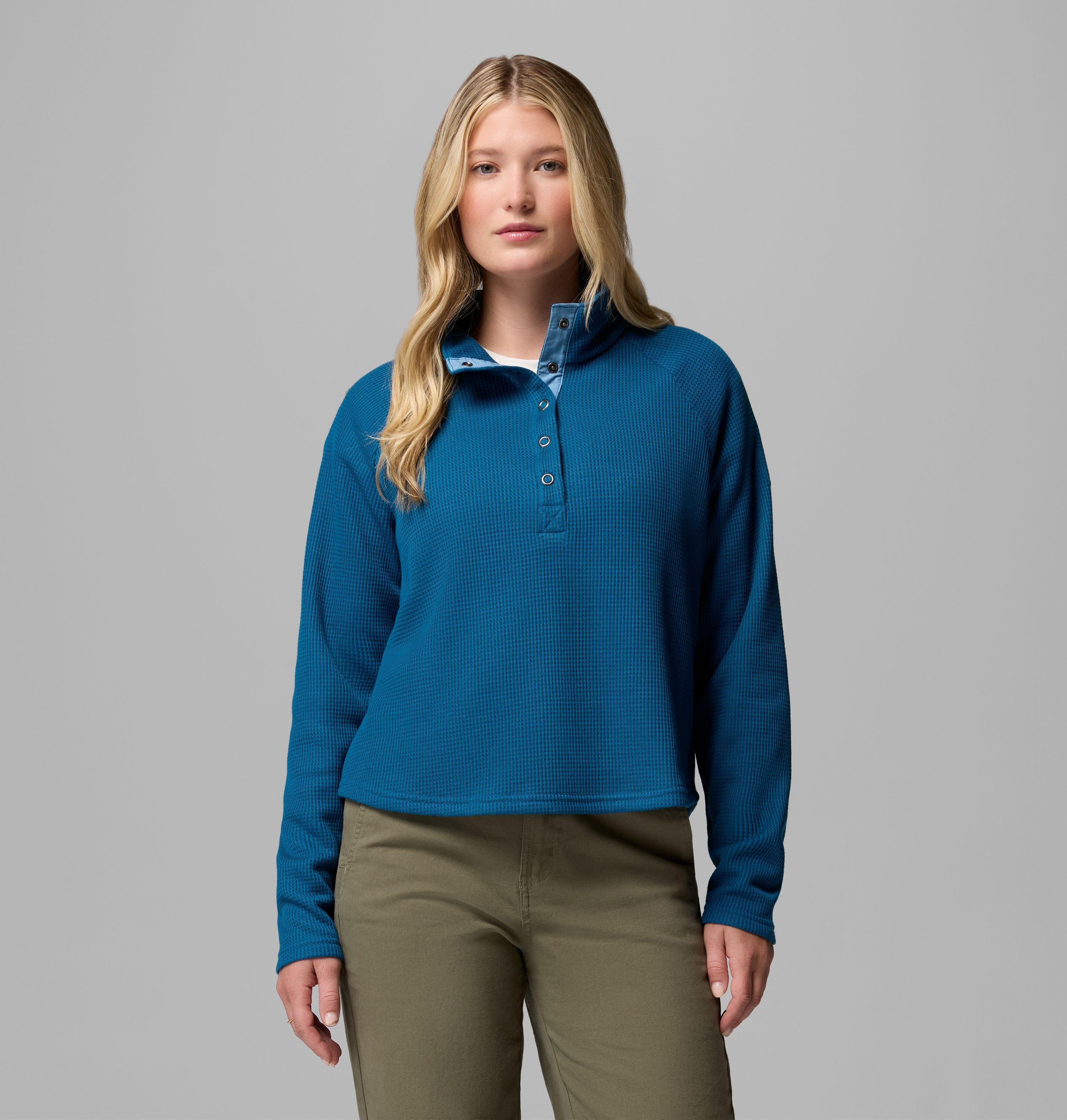 Women's Holly Hideaway Waffle Half Snap Shirt | 442 | S 1