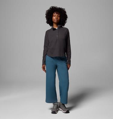 Women's Holly Hideaway Waffle Half Snap T-Shirt, Color: Shark, image 4