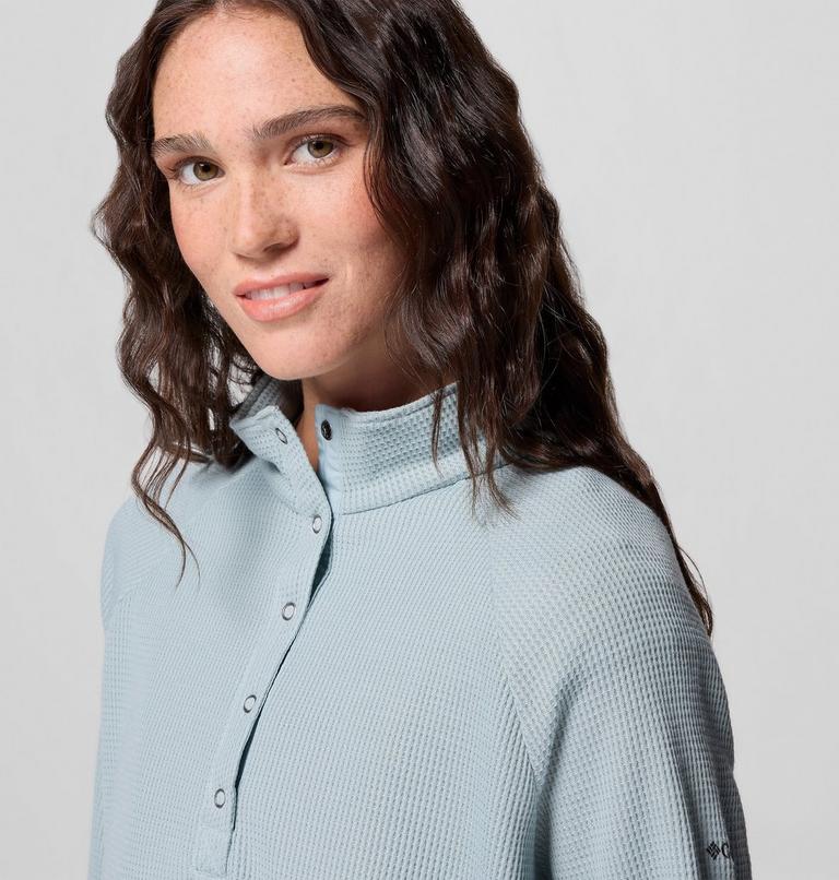 Women's Holly Hideaway Waffle Half Snap T-Shirt, Color: Crushed Blue, image 5