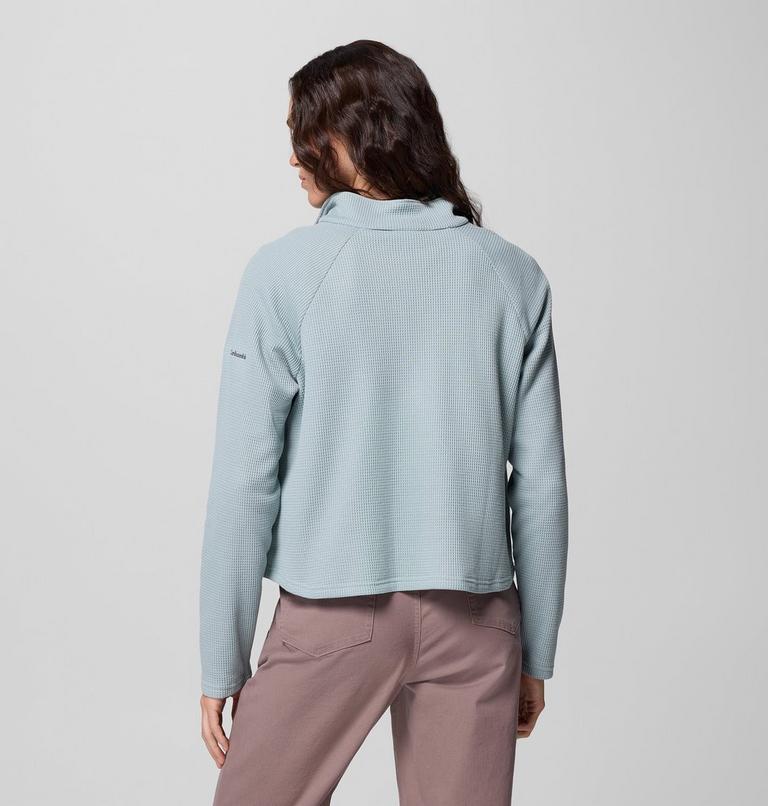 Women's Holly Hideaway Waffle Half Snap T-Shirt, Color: Crushed Blue, image 3