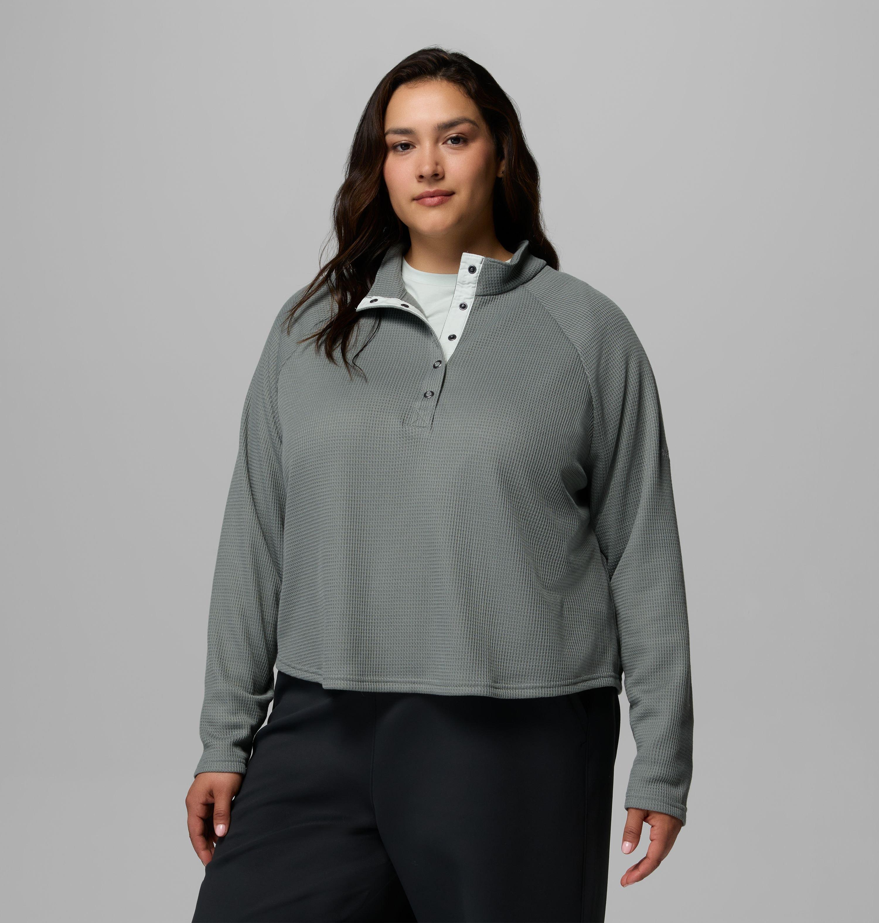 Women's Holly Hideaway Waffle Half Snap Shirt - Plus Size 4