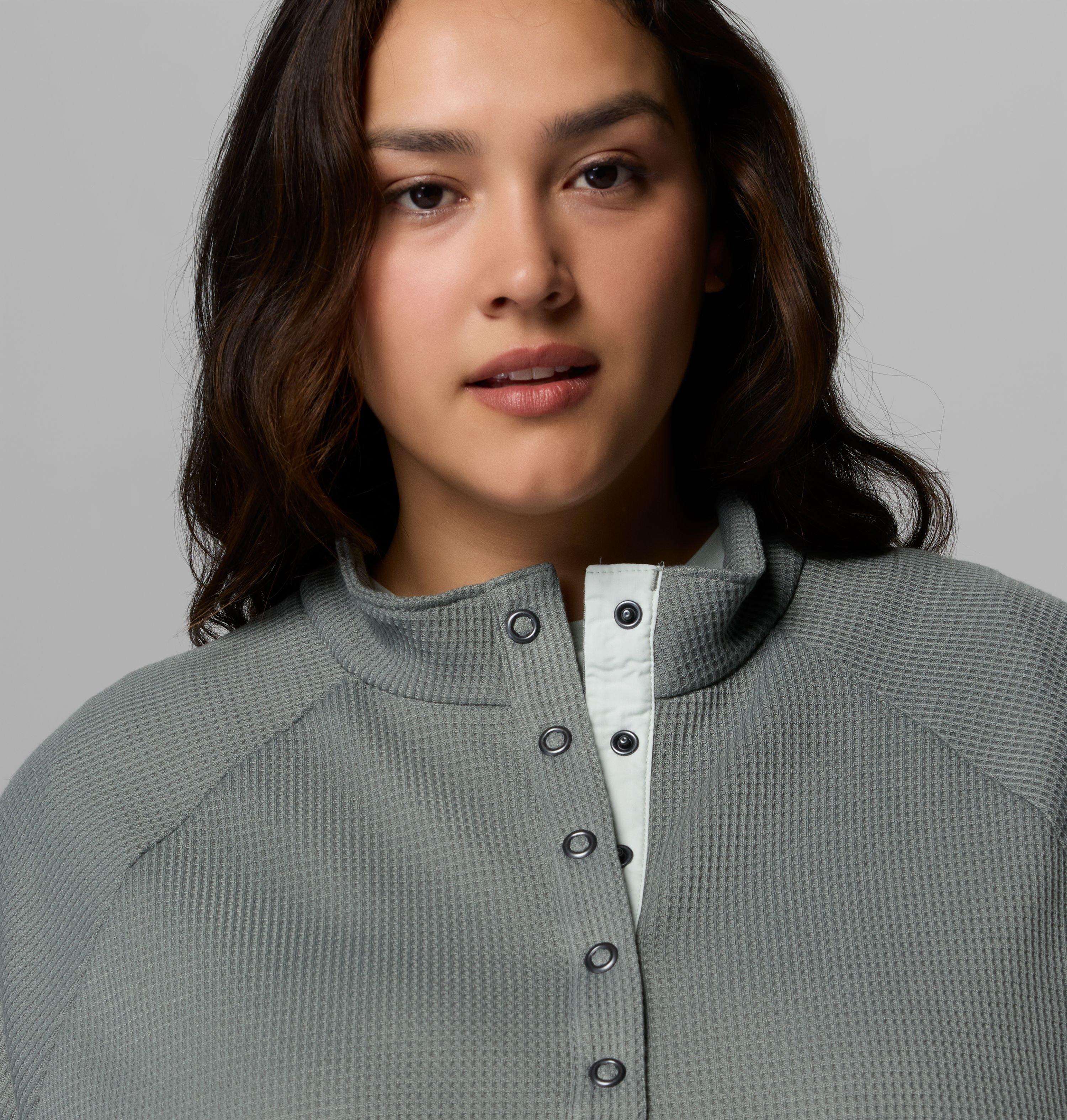 Women's Holly Hideaway Waffle Half Snap Shirt - Plus Size 5