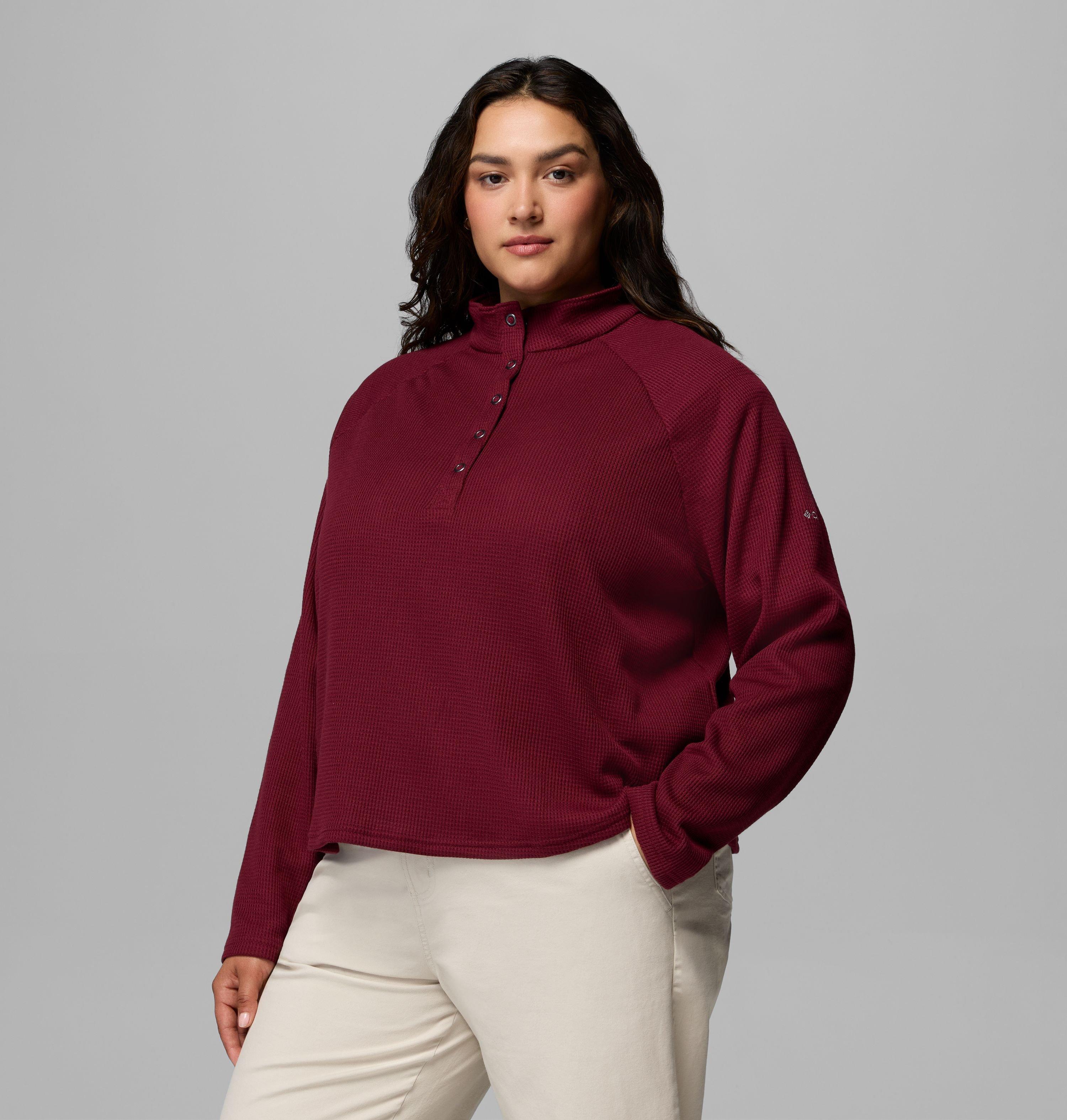 Women's Holly Hideaway Waffle Half Snap Shirt - Plus Size 4