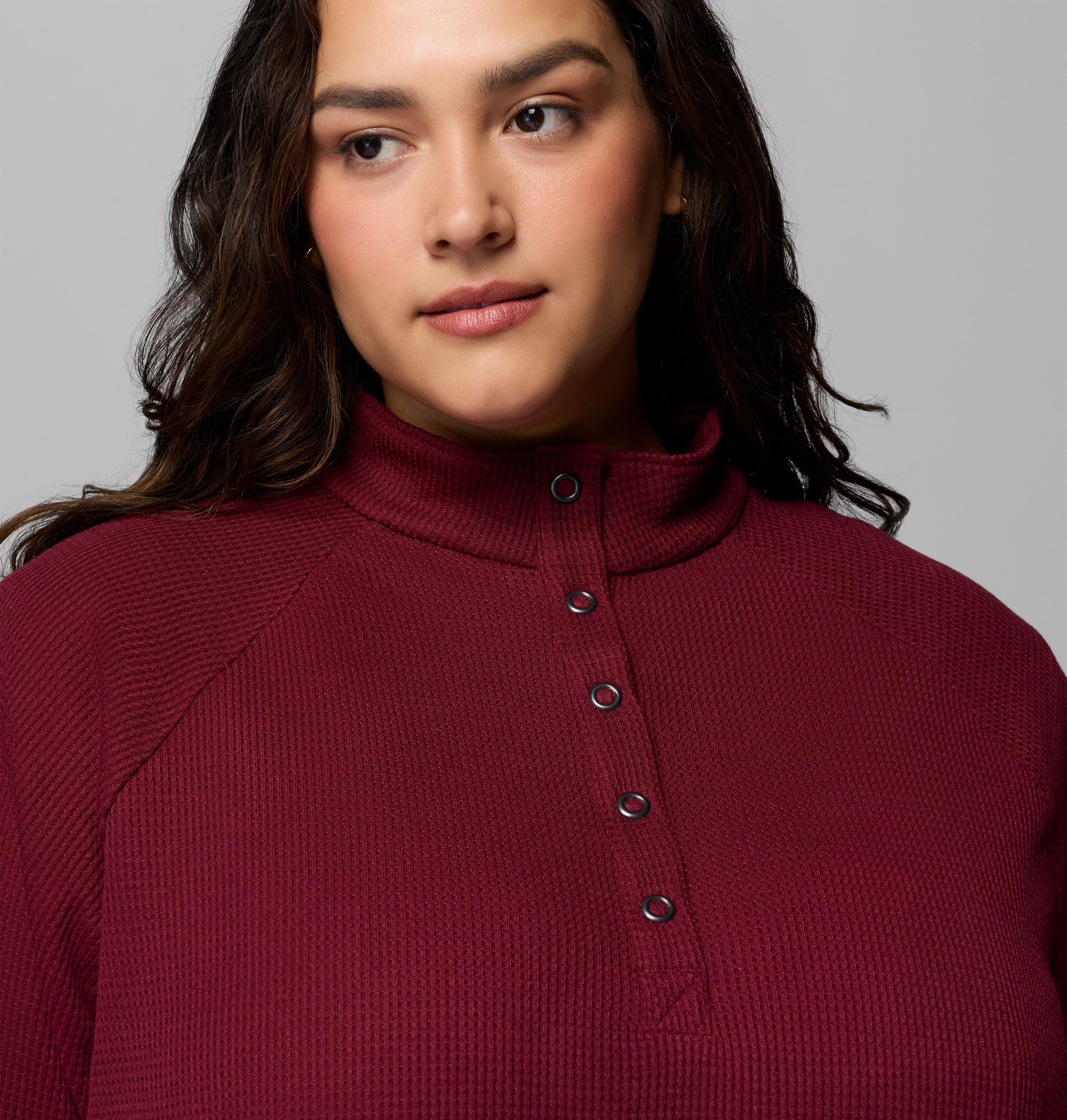 Women's Holly Hideaway Waffle Half Snap Shirt - Plus Size 5