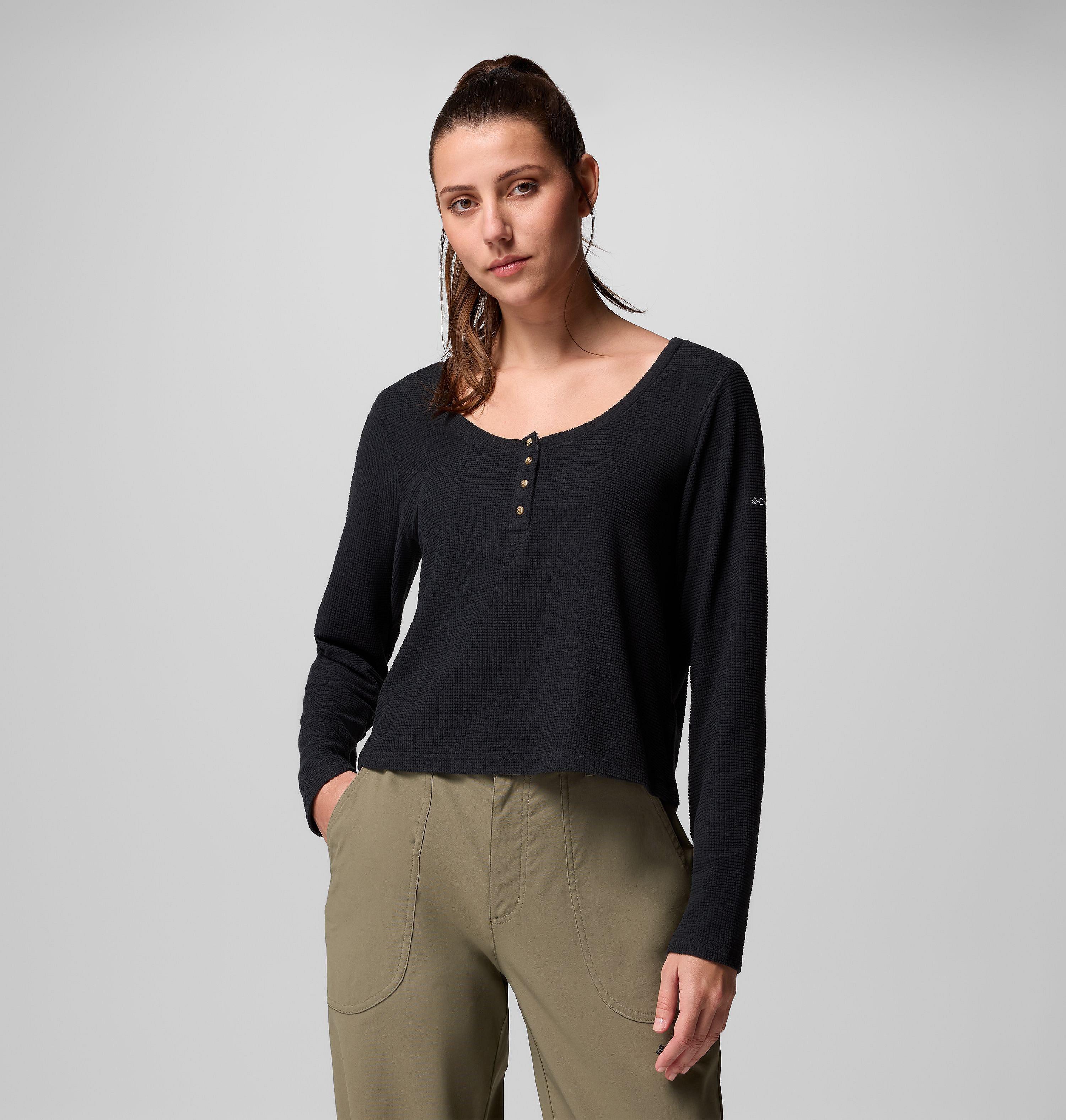 Columbia Women's Brea Falls Grid Henley Long Sleeve Shirt-